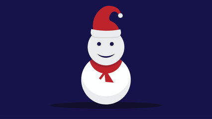 Snowman with a scarf isolated in a blue background. Flat design. Vector illustration.