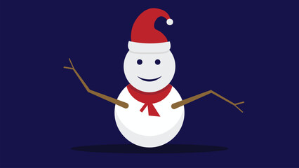 Snowman with a scarf isolated in a blue background. Flat design. Vector illustration.