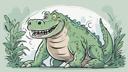 Crocodile cartoon character illustration vector image. Aligator wild design graphic design image