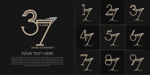 set of anniversary logotype brown color for special celebration event