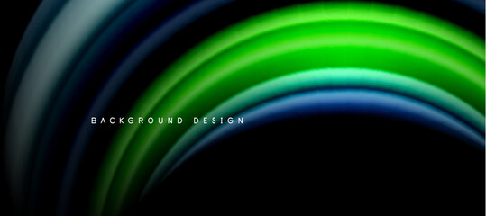 Rainbow color wave lines on black. Techno or business abstract background for posters, covers, banners, brochures, websites