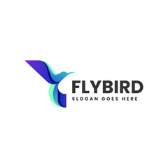 Vector Logo Illustration Fly Bird Gradient Colorful Style