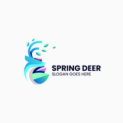 Vector Logo Illustration Deer Water Gradient Colorful Style