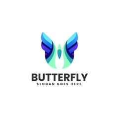 Vector Logo Illustration Butterfly Gradient Colorful Style