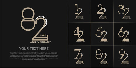 set of anniversary logotype brown color for special celebration event