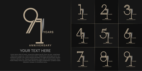 set of anniversary logotype brown color for special celebration event