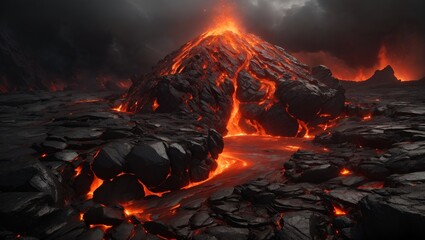 Volcano Landscape Magma Background Abventure Postcard Digital Photography Banner Website Flyer Ads Gift Card Template