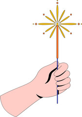 Hand-holding sparklers firework