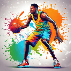 basket player art, Generative AI