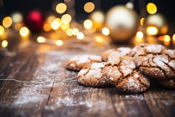 The magic of Christmas captured in an image of homemade sugar-dusted cookies and sparkling lights