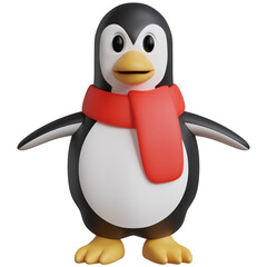 3d render of penguin pose with christmas season.