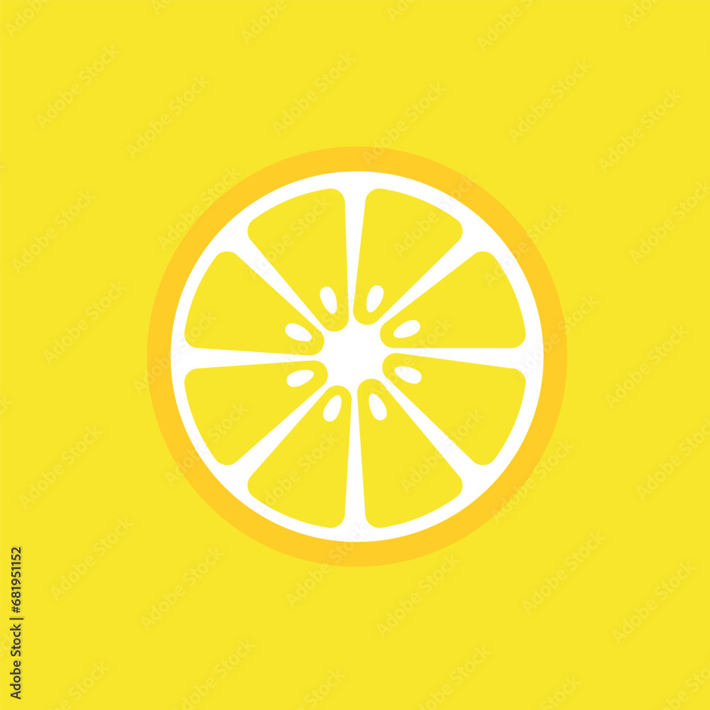 Poster vector illustration of half a lemon, juicy fruit slice, realistic design, minimalist style, isolated