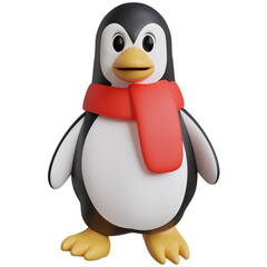 3d render of penguin pose with christmas season.
