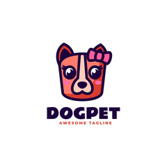 Vector Logo Illustration Dog Pet Mascot Cartoon Style.