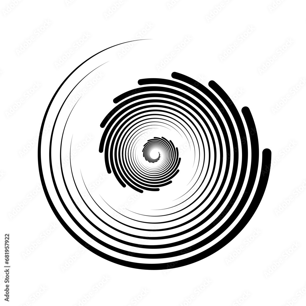 Aufkleber spiral lines element. radial spinning stripes texture. circle swirl shape. abstract geometric backgr