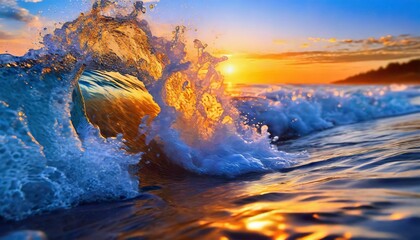 Ocean waves crashing on shore close-up shot.
