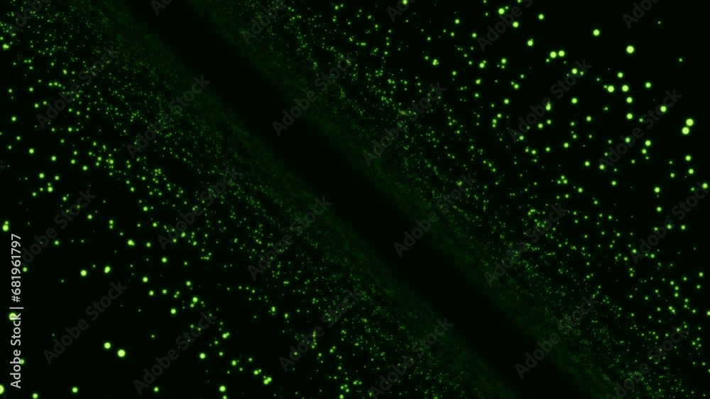 Poster portal to cyberspace with dots on black background. animation. spatial perspective with moving lumin