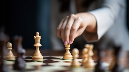 Young Woman Playing Chess