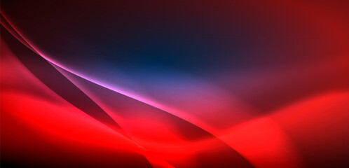 Obraz premium Dynamic waves in ethereal glow of neon lights. Concept merges fluidity of motion with vibrant allure of neon, crafting entrancing backdrop that embodies both vitality and futuristic sophistication