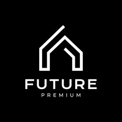 futuristic house architect structure minimalist simple line style clean modern logo design vector icon illustration
