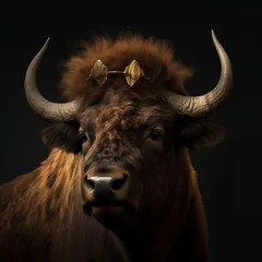 Crédence de cuisine en verre imprimé Parc national du Cap Le Grand, Australie occidentale Portrait of a majestic Bison with a crown