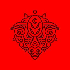 head dragon myth creature animal legend line style ornament logo design vector icon illustration