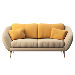 Fototapeta premium Fabric sofa on transparent background, white background, isolated, stool illustration