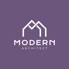house shape modern minimalist architect structure simple clean flat logo design vector illustration