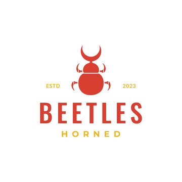 animal insect horned beetle flat clean simple minimal logo design vector illustration