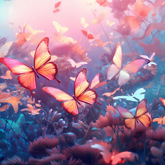 a soft gradient featuring a haven for butterflies