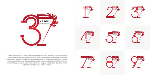 Obraz premium set of anniversary logotype red color and ornament for special celebration event