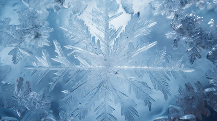 Obraz premium winter background with frost crystal border on ice