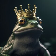 Portrait of a majestic Frog with a crown
