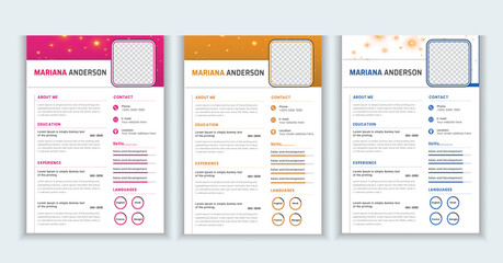 Professional resume or CV  template design and over letter  vector minimalist For any Application