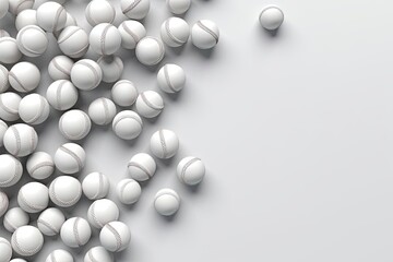White Baseballs on a Table Standing Out Against a Baseballs Background Generative AI