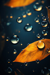 Close-Up of Leaves and Water Droplets