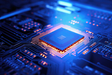 Integrated microchip in blue light
