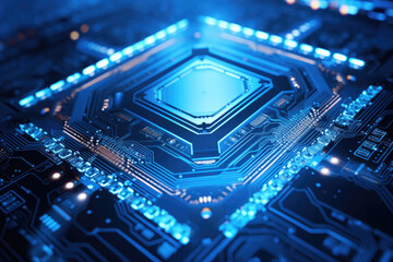 Integrated microchip in blue light