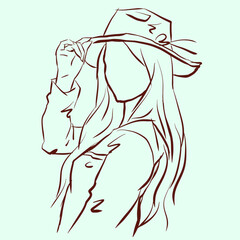 sketch of a person posing with a hat vector for illustration card decoration