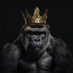 Fototapeta na wymiar Portrait of a majestic Gorilla with a crown