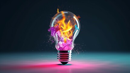 light bulb with colorful splash Ai Generative