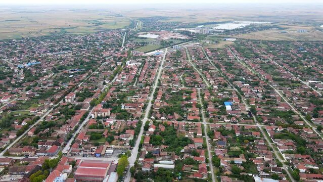 Novi Becej, town in Serbia viewed from the air