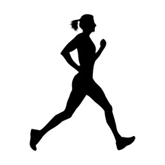 Fototapeta na wymiar A running woman runner silhouette vector icon