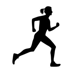 A running woman runner silhouette vector icon