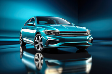 Front of the new modern car in modern style background