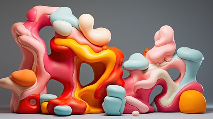 Abstract Ceramic Shapes in Bright Colors