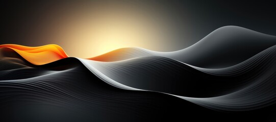 A three-dimensional abstract background image showcases a gradient wave with an accent of vibrant orange, creating a visually dynamic and engaging composition. Illustration