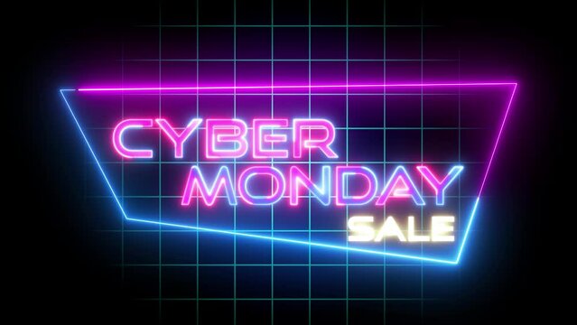 cyber monday sale animation cyber monday neon black friday neon discount shopping event