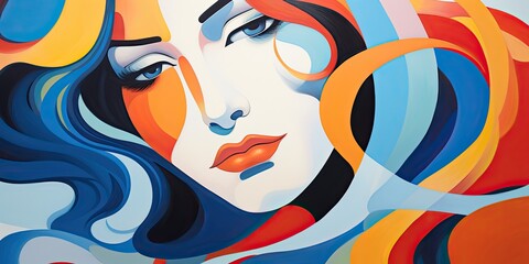 Obraz premium an abstract painting of a woman in colorful outfit, generative AI