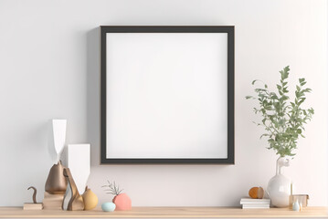 Hanging blank picture frame in modern simple home decoration